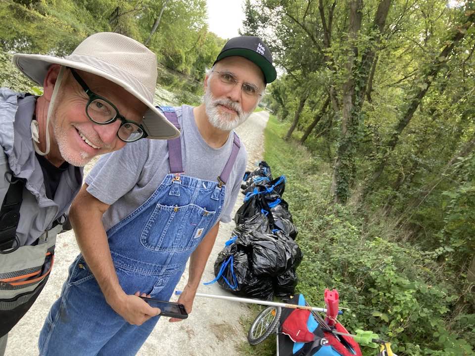 James and Dave trash picking
